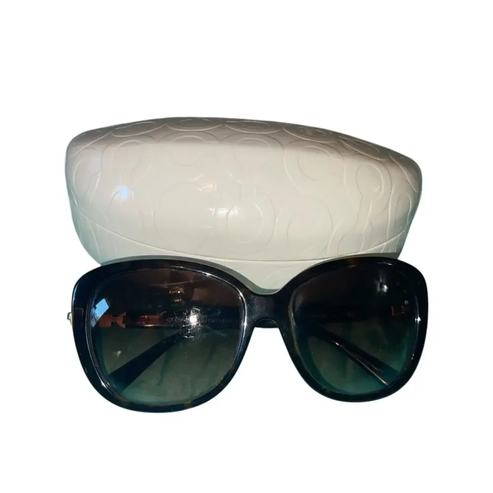 Coach Dark Tortoise Sunglasses HC8164 L953 Bundle w Case & Dust Bag GUC
